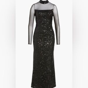 Elegant Black Sequin Evening Gown